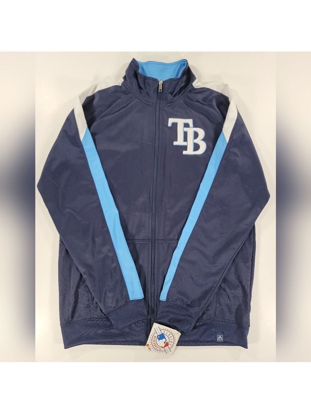 NEW Tampa Bay Rays Boys Large 14-16 Blue Majestic Full Zip Mid Weight Jacket NWT